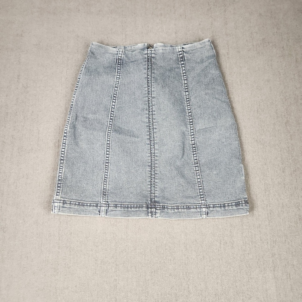 Free People Skirt Femme Novelty Womens Size 2 Mini Denim Gray Stretch